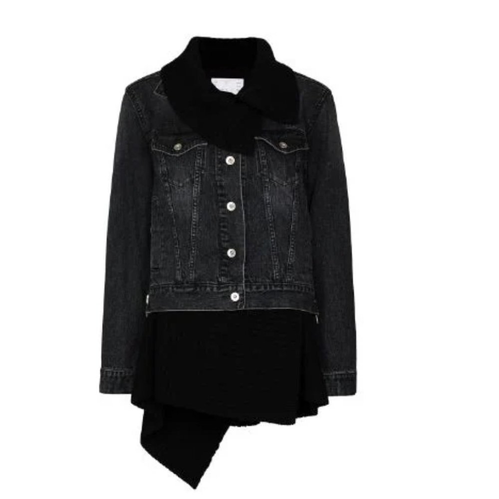 Sacai Hybrid Knitted Wool Cardigan Denim Jacket In Black 3 Large - Picture 2 of 12